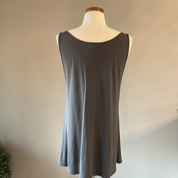Eileen Fisher SILK knit jersey stretch A-line TANK tunic scoop neck size Med - Picture 2 of 7